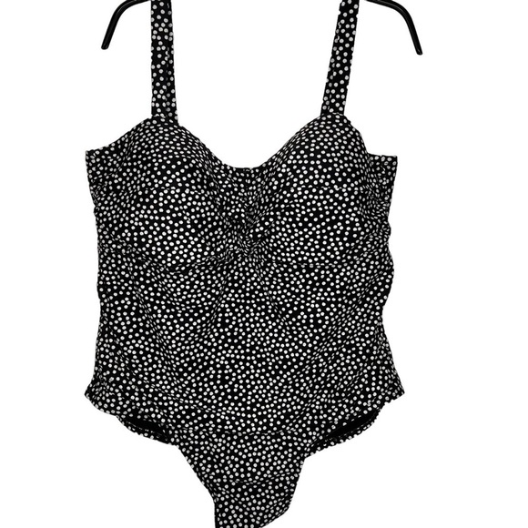 Catalina Polka Dot One Piece Plus Size Swimsuit Size 2X 18 20 Black White Retro - Picture 2 of 11